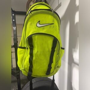 Nike Men's High-Visibility Neon Yellow Mesh Backpack with Black Accents